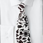 Black and White Floral and Leaves Botanical Tie<br><div class="desc">Black and White Floral and Leaves Botanical Tie
Designed with black vine flowers and leaves,  black backdrop</div>