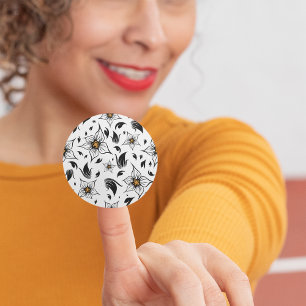 Black And White Floral Art Stickers