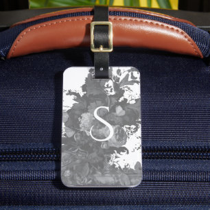 Black and White Floral Artistic Personalised Gift Luggage Tag