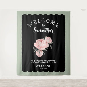 Black and White Floral Bachelorette Party Tapestry