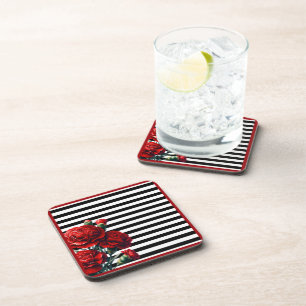 Black and White Floral Beauty Coaster