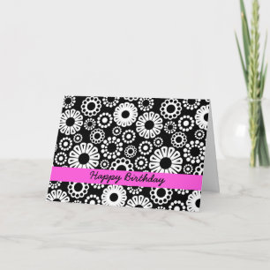 Black and white floral Birthday Card