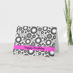 Black and white floral Birthday Card