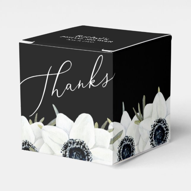 Black and White Floral Bridal Shower Favour Box (Front Side)