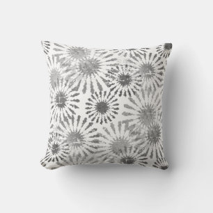 Black and White Floral Burst Cushion
