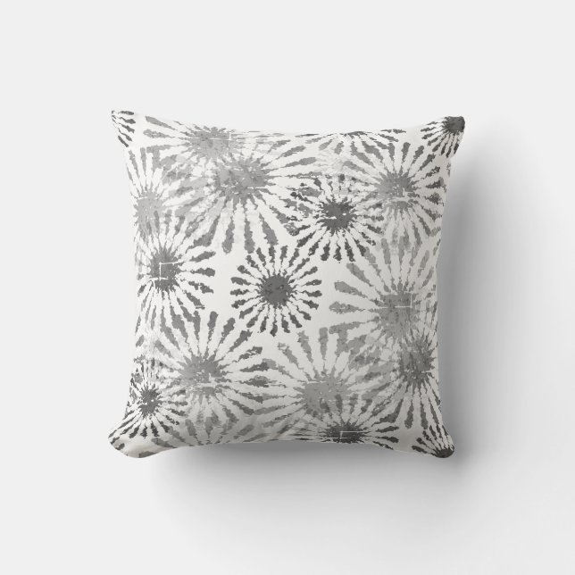 Black and White Floral Burst Cushion (Front)