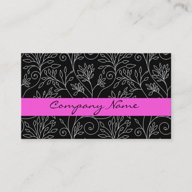 Black and white floral Business Card (Front)