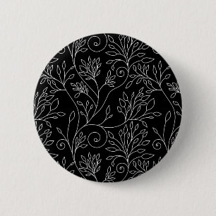 Black and white floral Button
