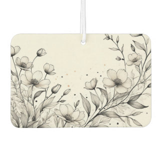 Black and White floral  Car Air Freshener