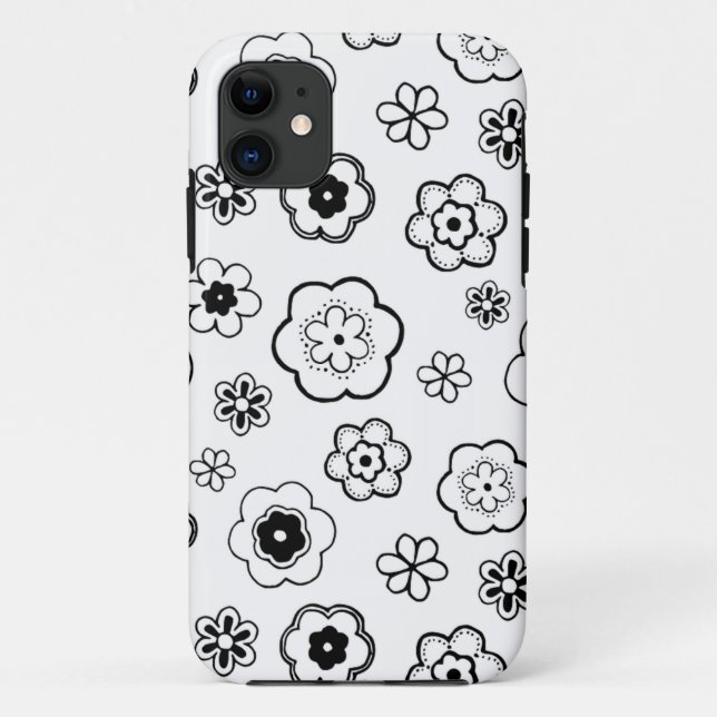Black And White Floral Case-Mate iPhone Case (Back)