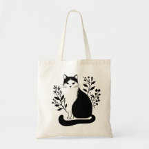 Black and White Floral Cat