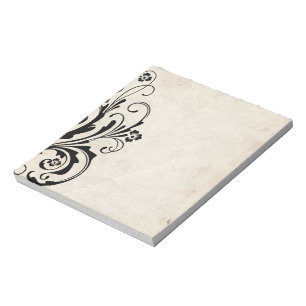 Black and White Floral Chic Wedding Notepad