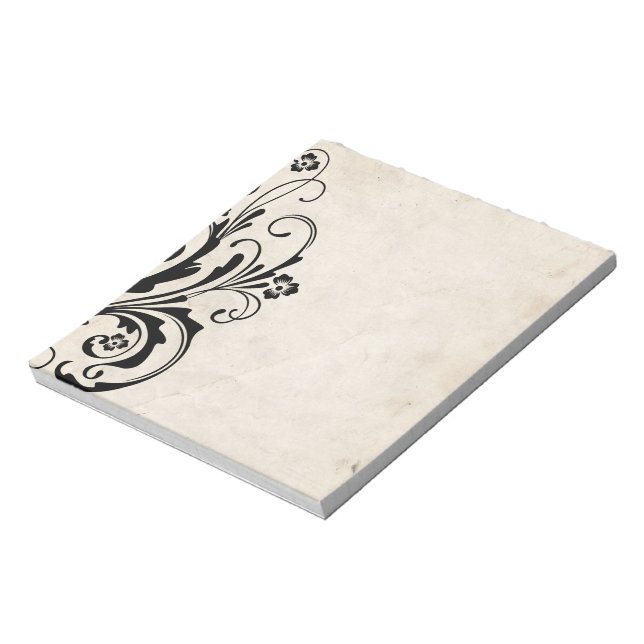 Black and White Floral Chic Wedding Notepad (Rotated)