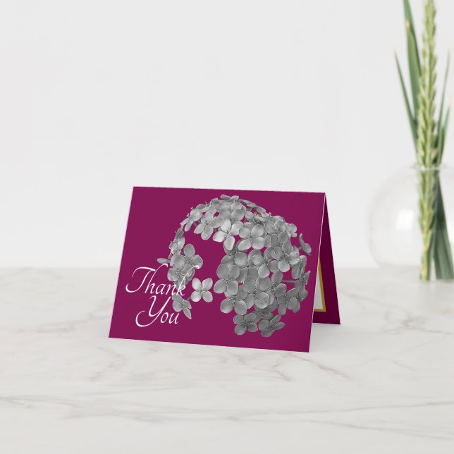 Black and White Floral Cluster Bouquet Thank You Card (Front)