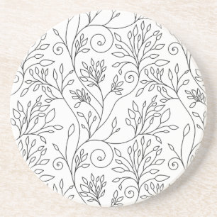 Black and white floral Coaster