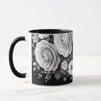 Black and white floral coffee Mug