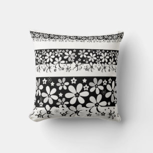 Black and white floral cushion
