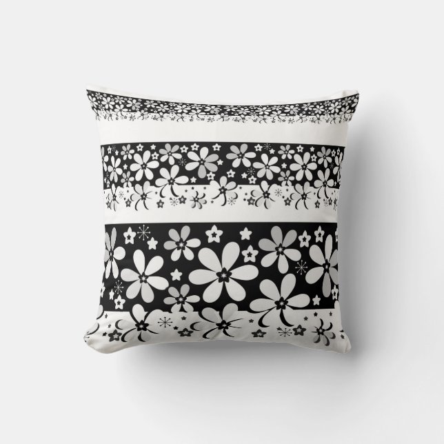 Black and white floral cushion (Front)