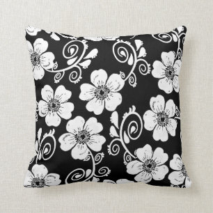 black and white floral cushion,elegant cushion