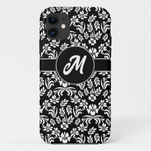 Black and White Floral Damask Custom iPhone 11 Case