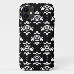 Black and White Floral Damask Pattern iPhone 11 Case