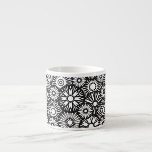Black and white floral Espresso Mug