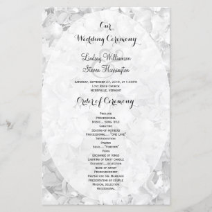 Black and White Floral Flat Ceremony Program