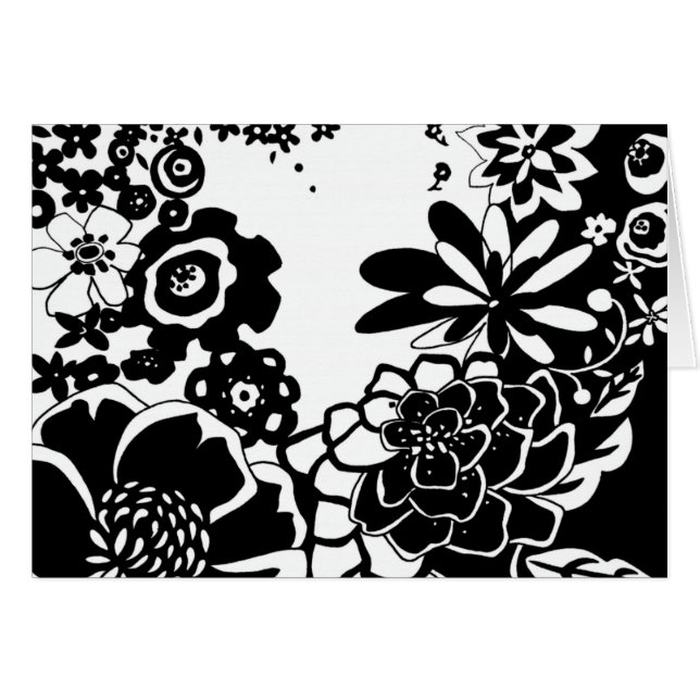 Black and White Floral Garden Graphic Pattern (Front Horizontal)