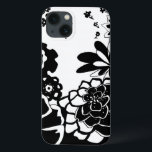 Black and White Floral Garden Graphic Pattern iPhone 13 Case<br><div class="desc">A graphic pattern that showcases a black and white floral garden scene,  created by Chariklia Zarris. Even with only two colours the painting is almost overwhelming in its beauty. Give yourself the gift of an exquisite floral display by purchasing this print today!</div>