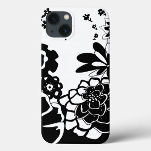 Black and White Floral Garden Graphic Pattern iPhone 13 Case