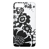 Black and White Floral Garden Graphic Pattern