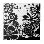 Black and White Floral Garden Graphic Pattern Ceramic Tile<br><div class="desc">A graphic pattern that showcases a black and white floral garden scene,  created by Chariklia Zarris. Even with only two colours the painting is almost overwhelming in its beauty. Give yourself the gift of an exquisite floral display by purchasing this print today!</div>