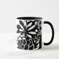Black and White Floral Garden Graphic Pattern