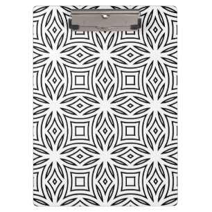 Black and white floral geometric pattern clipboard