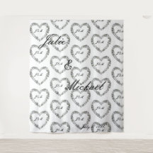 Black and White Floral Heart Wedding Backdrop