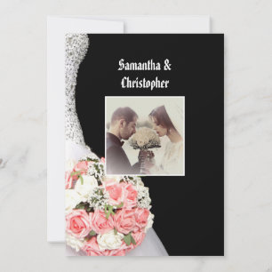 Black and white floral invitation