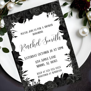 Black and White Floral Invitation