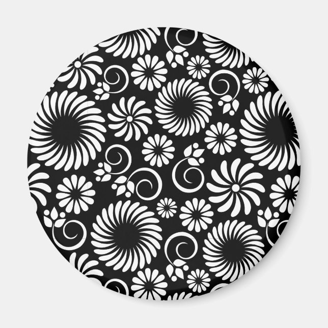 Black and white floral iPhone magnet (Front)