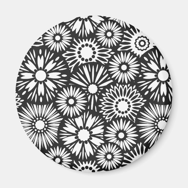 Black and white floral iPhone magnet (Front)