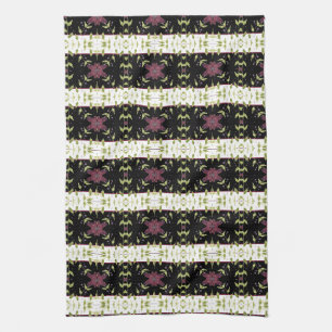 Black and White Floral Kitchen Tea Towel