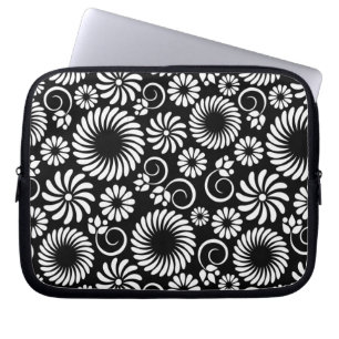 black and white floral Laptop Sleeve