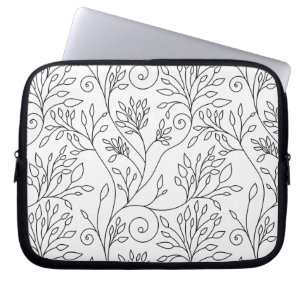 Black and white floral Laptop Sleeve