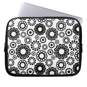 Black and white floral Laptop Sleeve