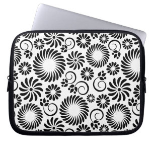 black and white floral Laptop Sleeve