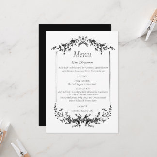 Black and White Floral Line Art Invitation