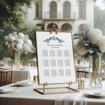 Black and White Floral Line Art | Seating Chart