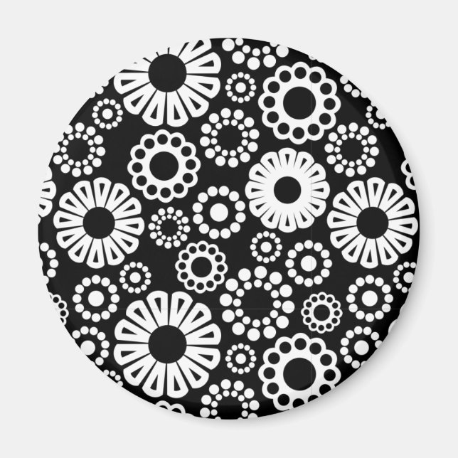 Black and white floral Magnet (Front)