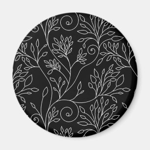 Black and white floral Magnet