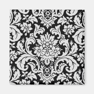 Black and White Floral Magnet