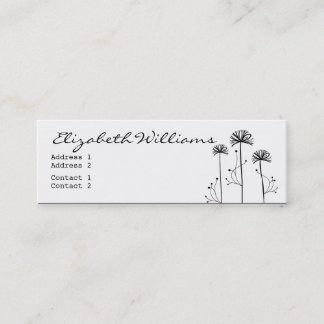 Black and White Floral Mini Business Card